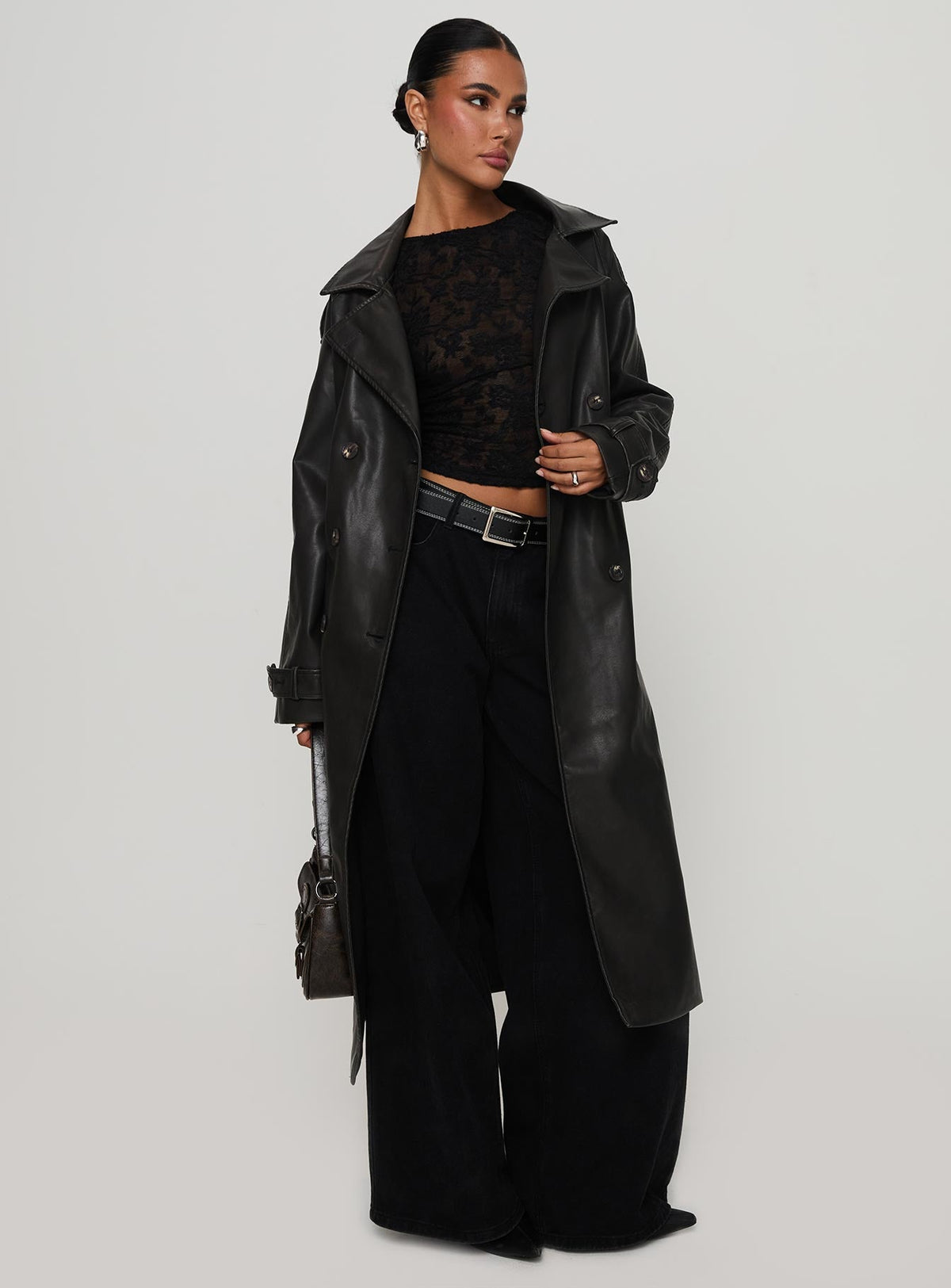 Chaqueta de piel sintética Day To Night, negro lavado