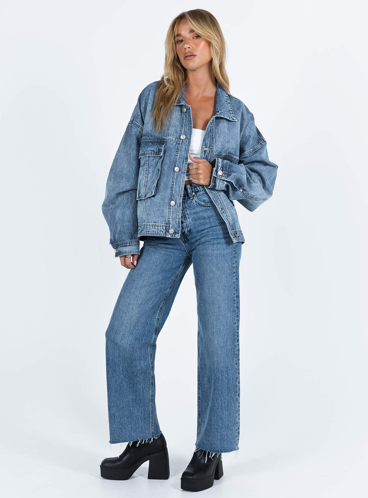 Chaqueta vaquera oversize Kier lavado medio