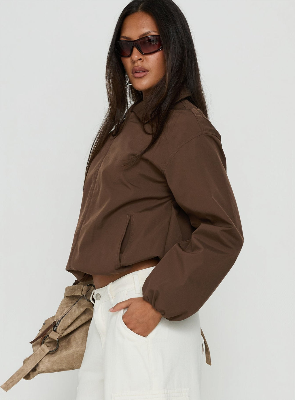 Chaqueta tipo bomber de lona Scorpia color marrón oscuro