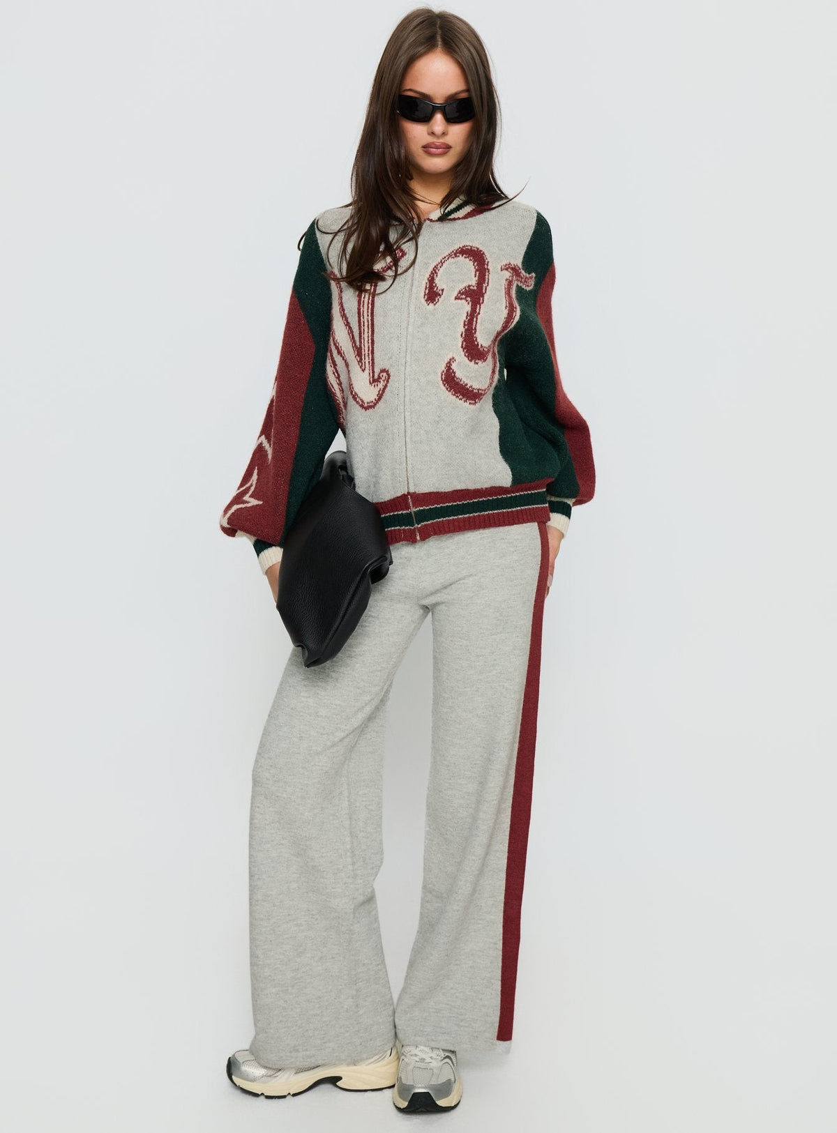 Chaqueta de punto con gráfico Brandyce Gris / Rojo