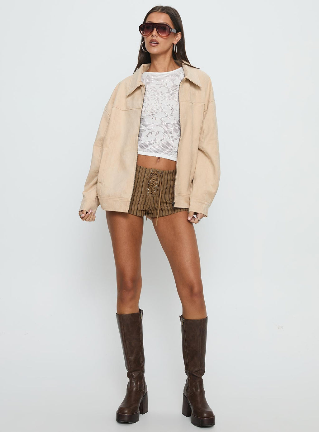 Chaqueta tipo bomber de antelina Goldsmith en color beige
