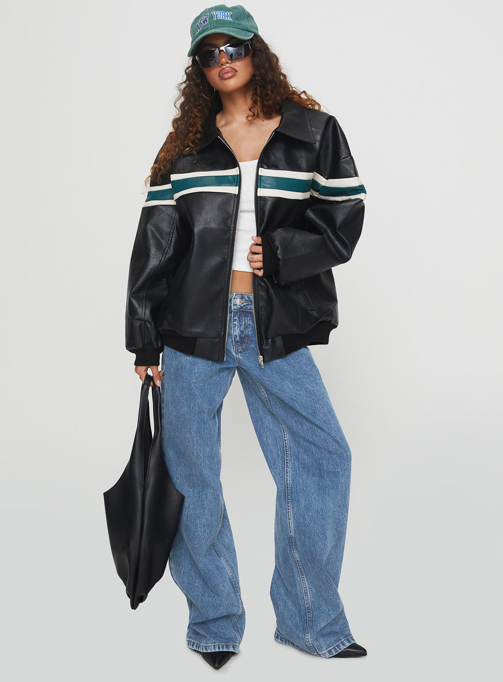 Chaqueta bomber de piel sintética Goldsmith Negro / Verde