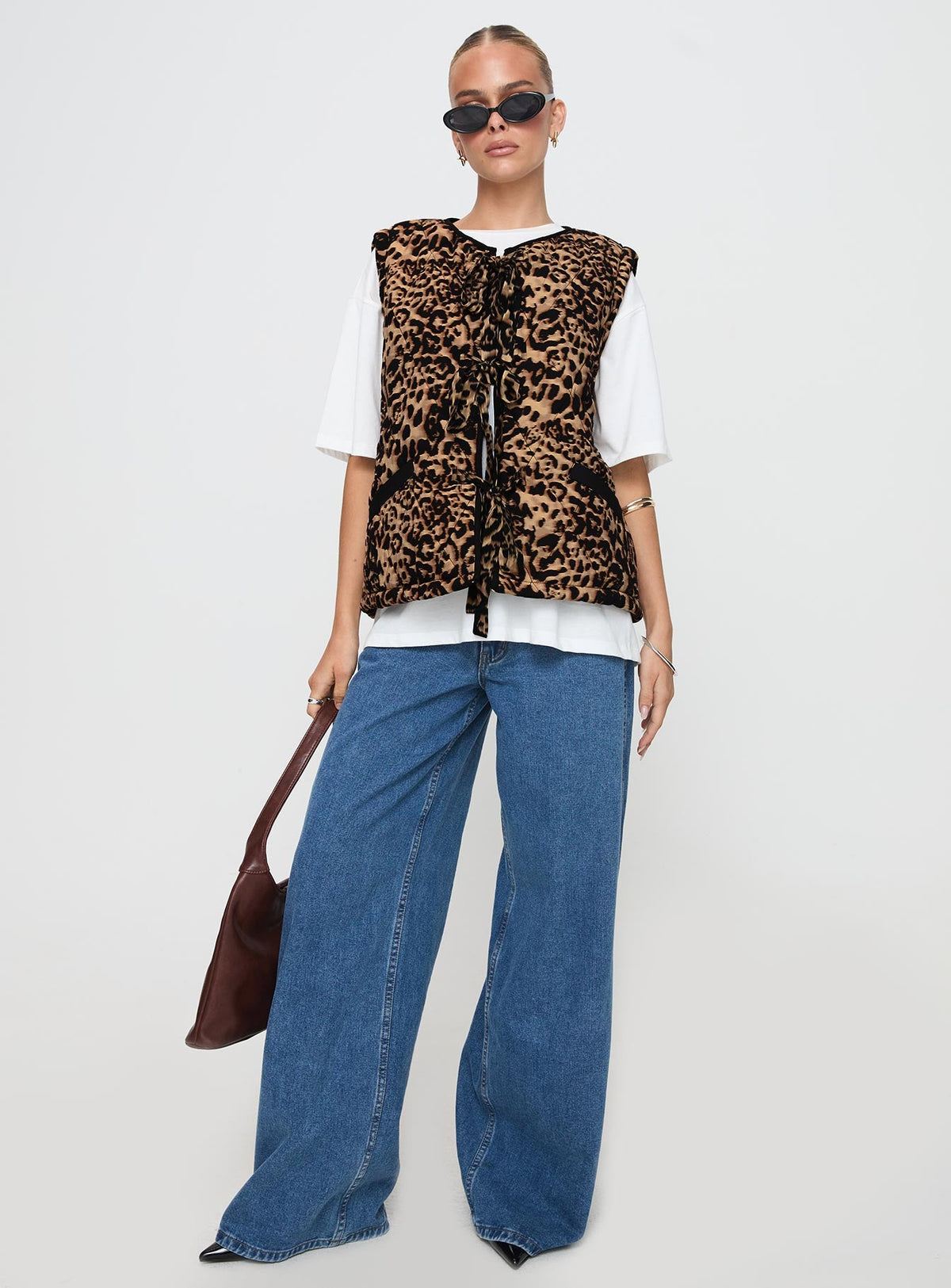 Chaleco acolchado Samual con estampado de leopardo