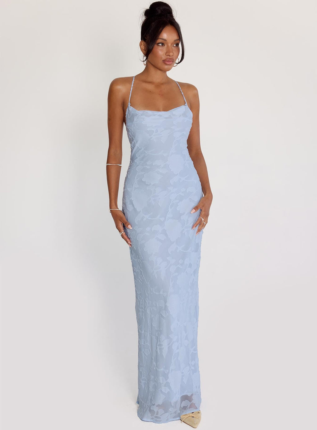 Vestido largo Celena azul desgastado