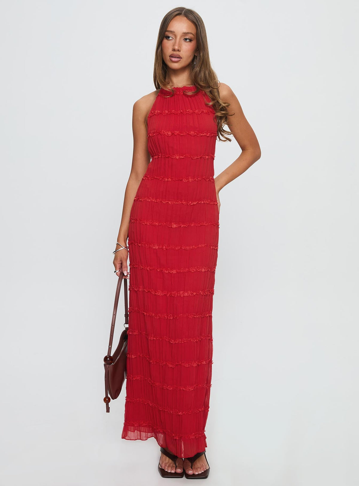 Vestido largo Klarissa Halter rojo