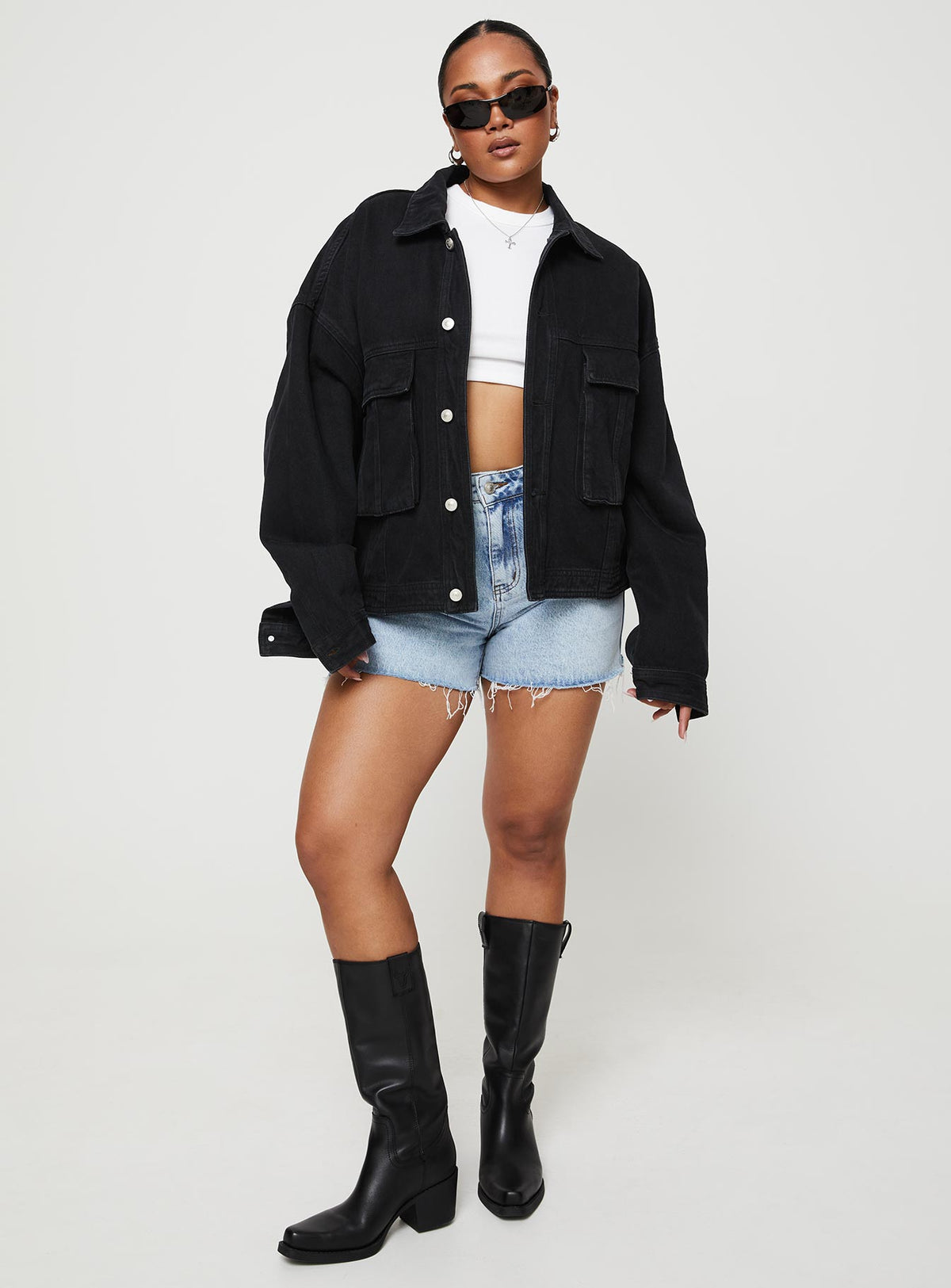 Chaqueta vaquera oversize Kier negra