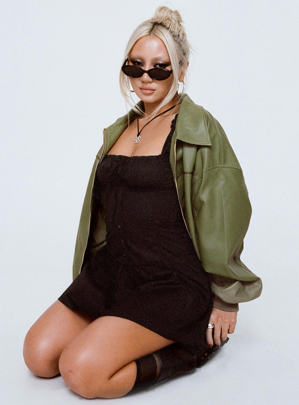 Chaqueta bomber de piel sintética Goldsmith verde
