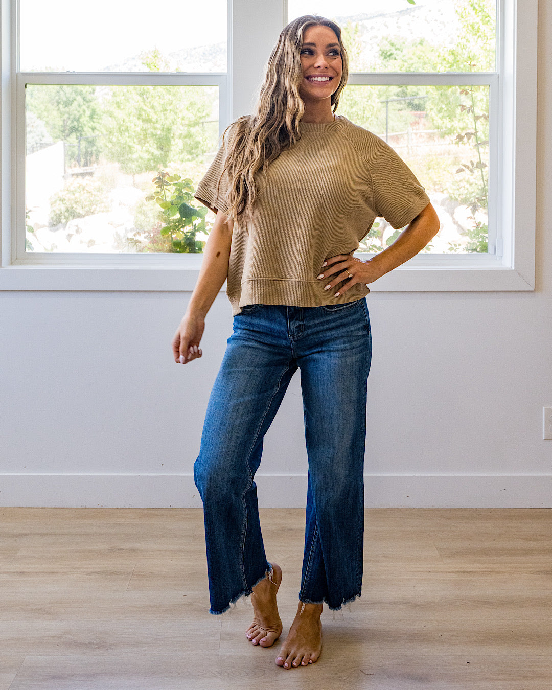 ¡NUEVO! Blusa Malia con cordón y pretina ajustada - Taupé