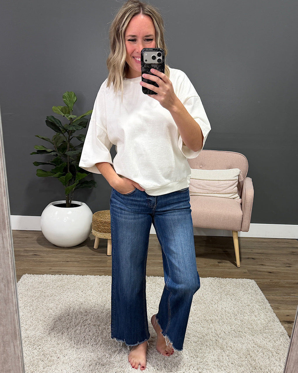 ¡NUEVO! Top de punto suave oversize Annie - Crema