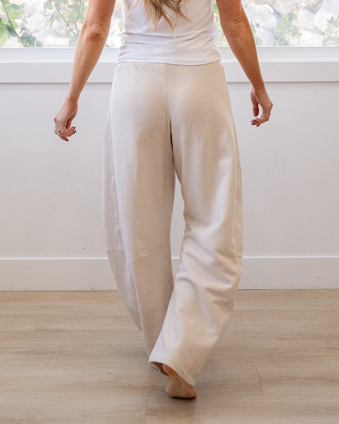 Pantalones de estar por casa Micael de pernera ancha - Beige