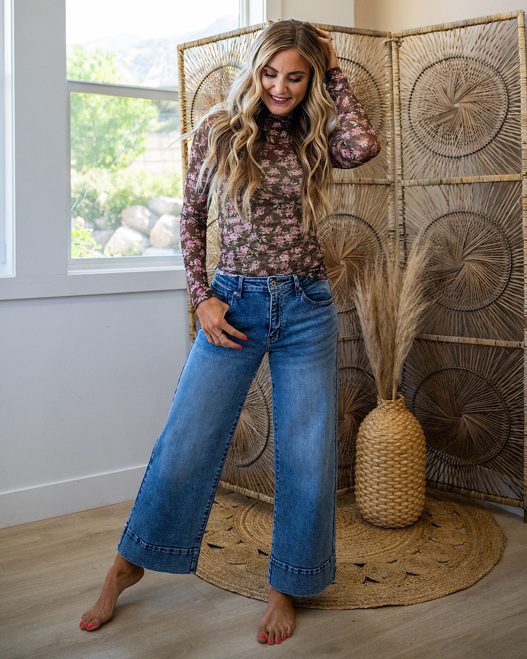 Blusa Gemma de manga larga con encaje - Floral chocolate VENTA FINAL