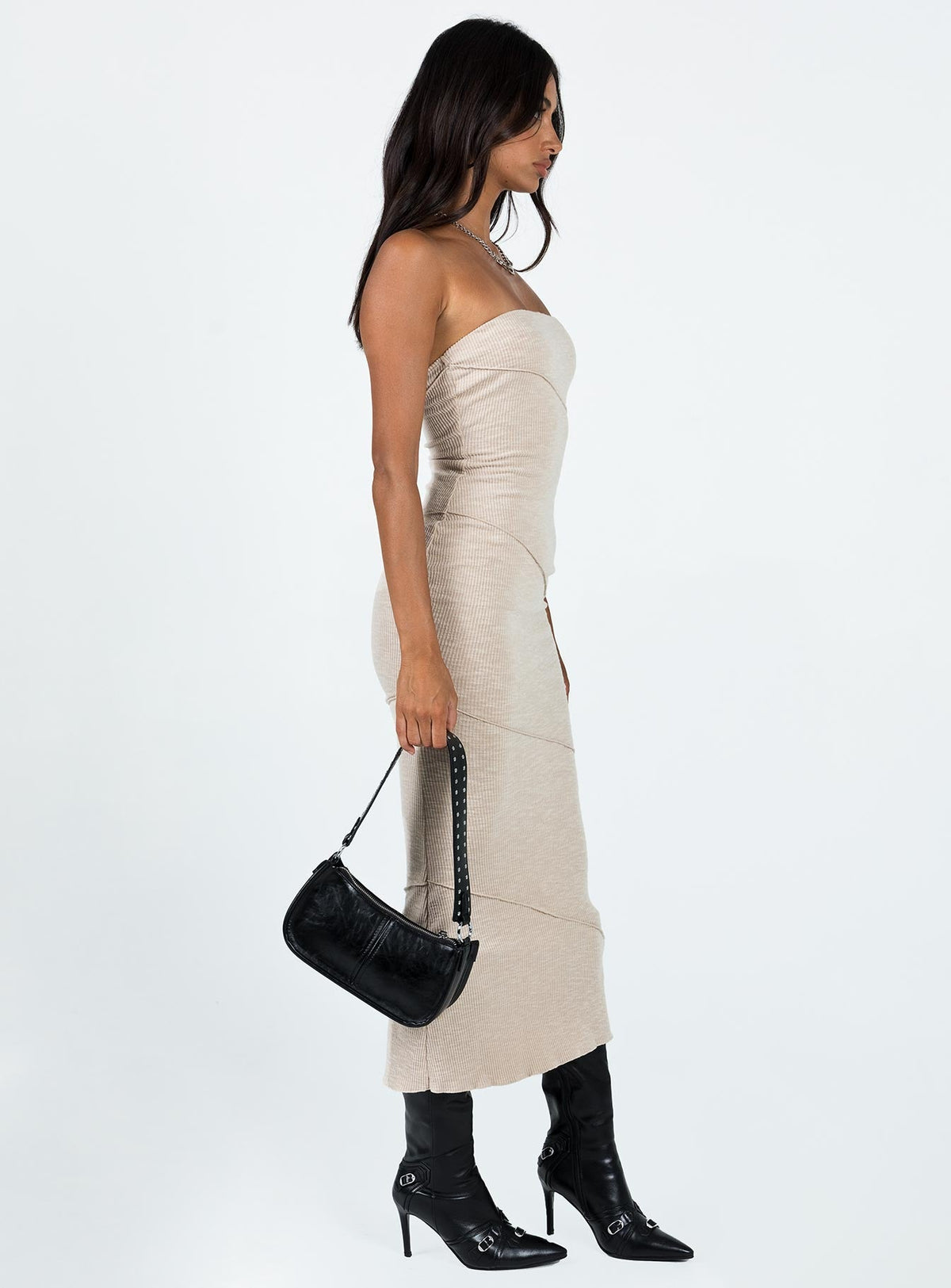 Vestido midi Oscar color beige