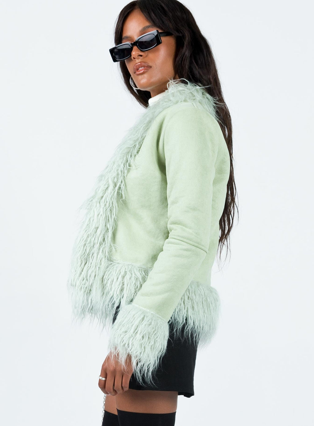 Chaqueta de piel sintética Lowden color salvia