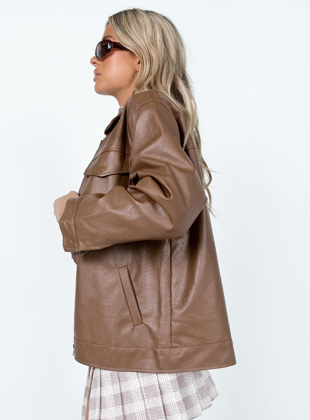 Chaqueta de piel sintética Callie marrón