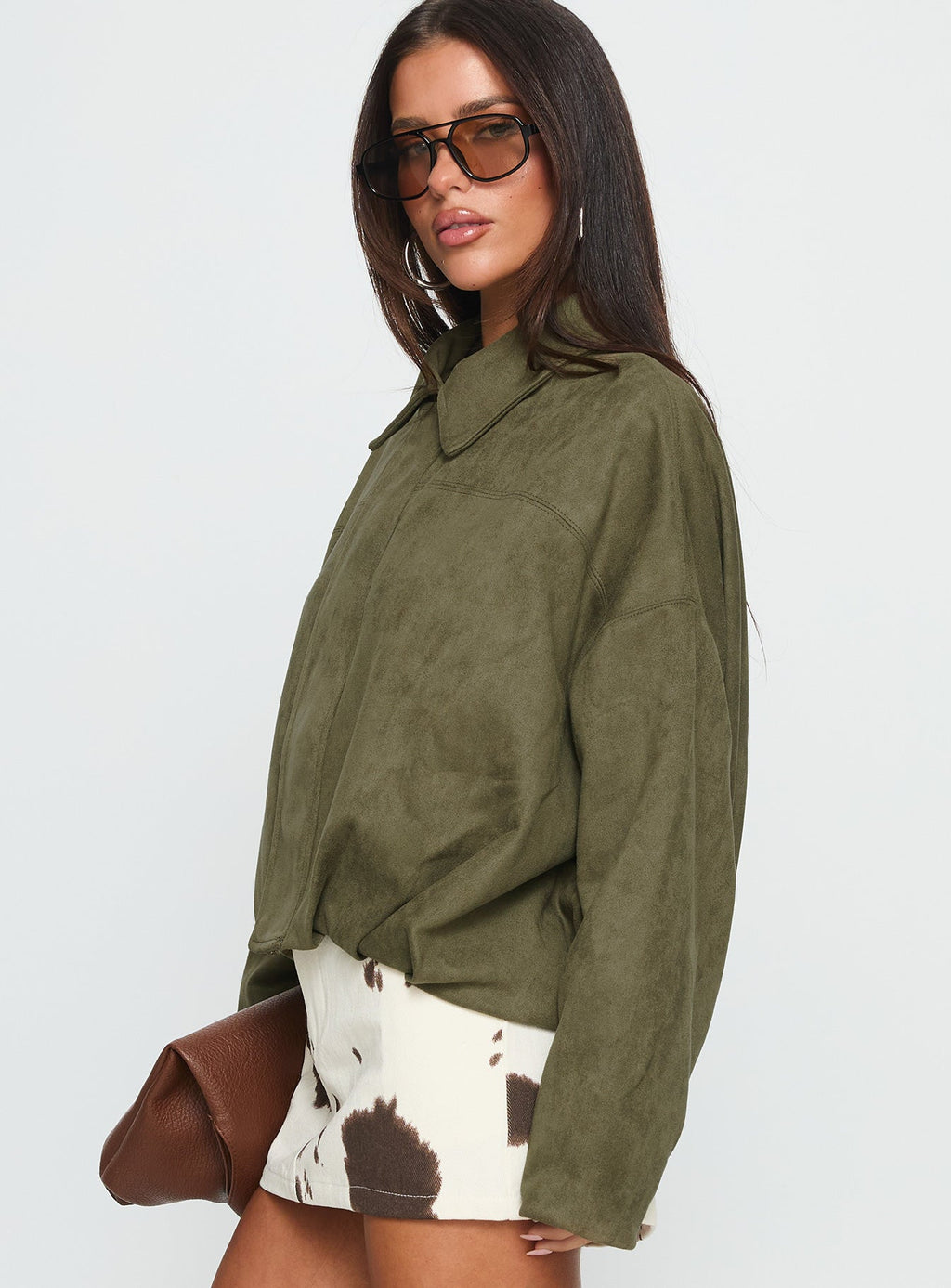 Chaqueta tipo bomber de ante sintético Enlightened color caqui