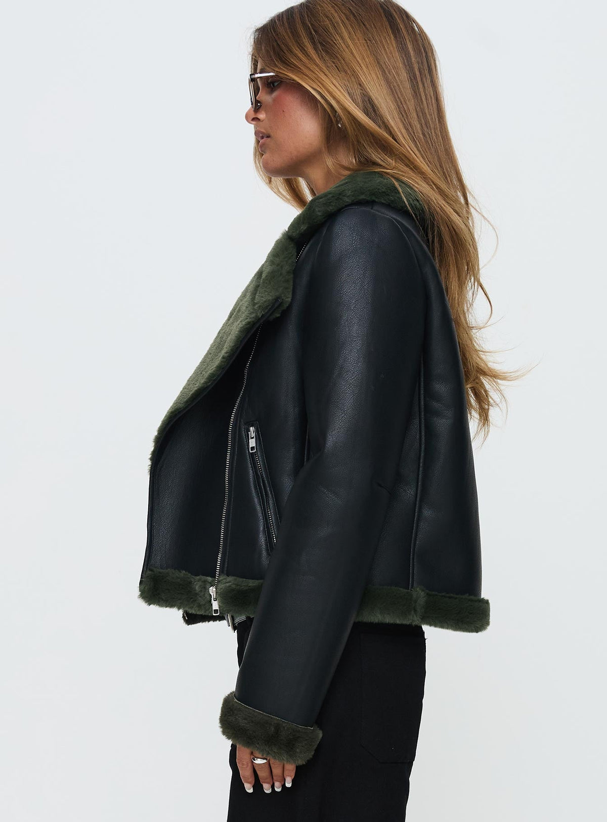 Chaqueta de piel sintética Phaidra negra