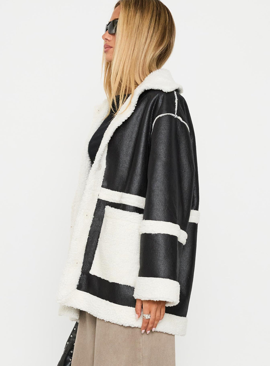 Chaqueta de piel sintética Lexie negra