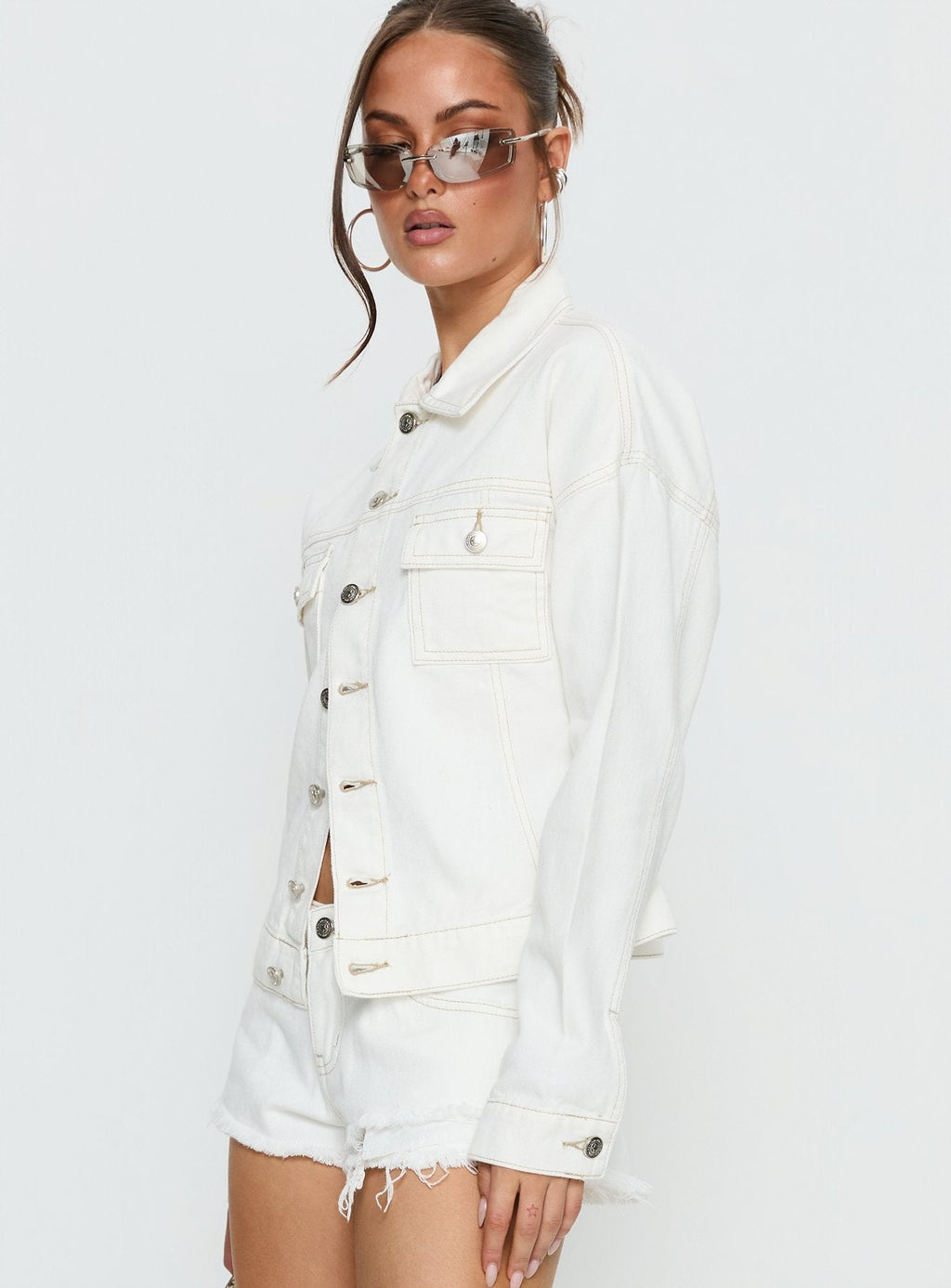 Chaqueta vaquera entallada Caresse blanca