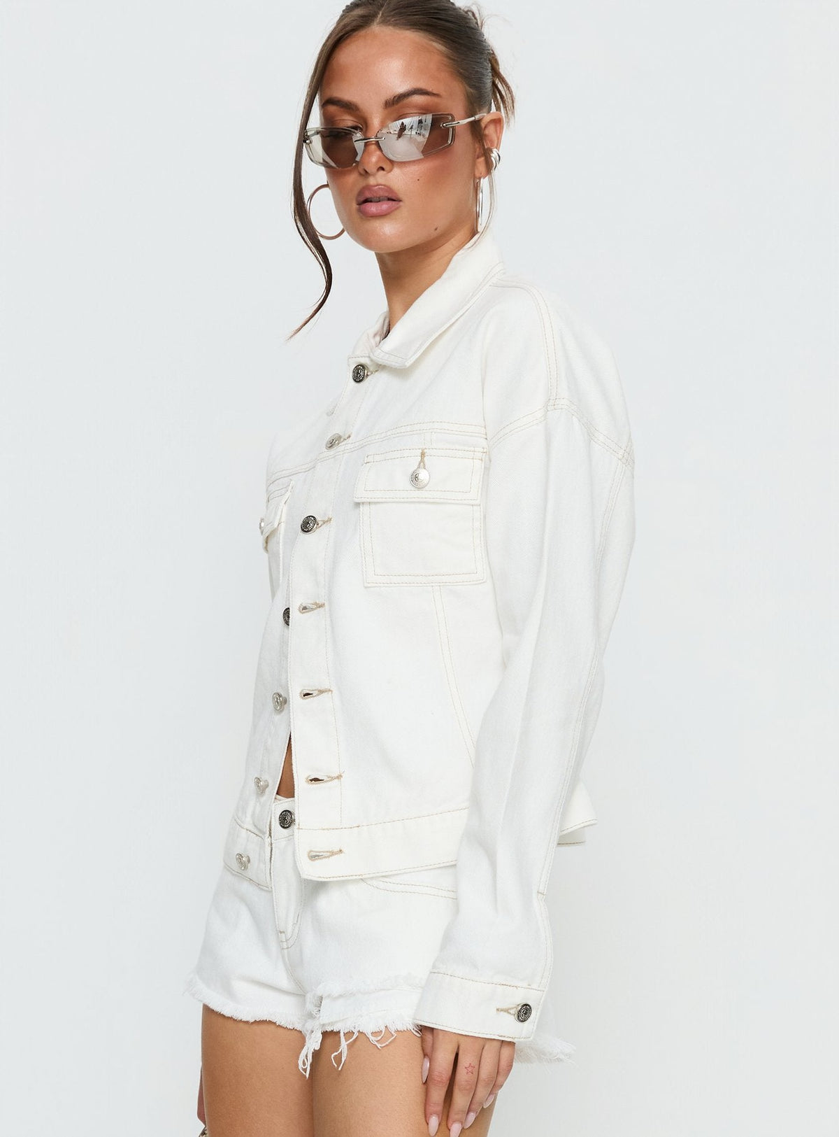 Chaqueta vaquera entallada Caresse blanca