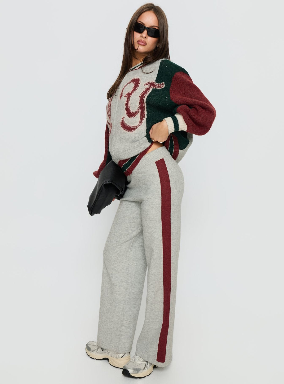 Chaqueta de punto con gráfico Brandyce Gris / Rojo
