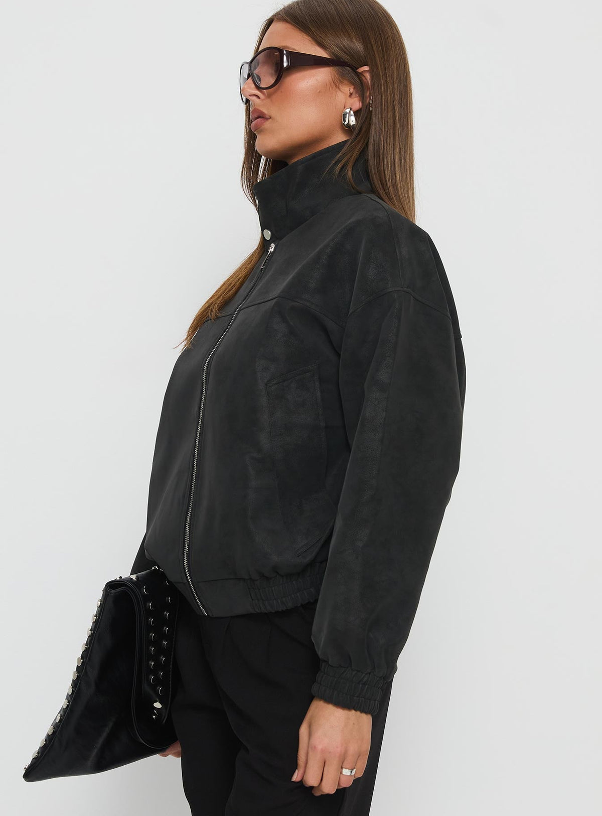 Chaqueta tipo bómber de ante sintético Ellissa, negra