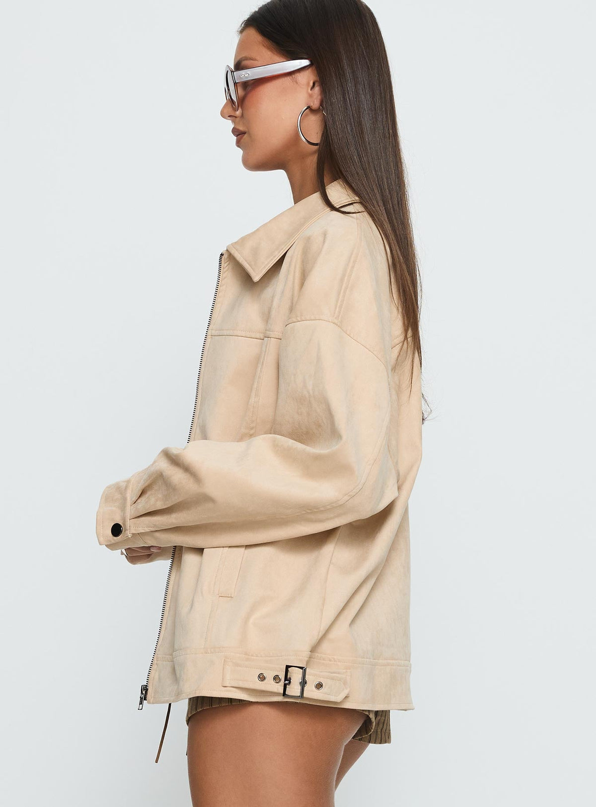 Chaqueta tipo bomber de antelina Goldsmith en color beige