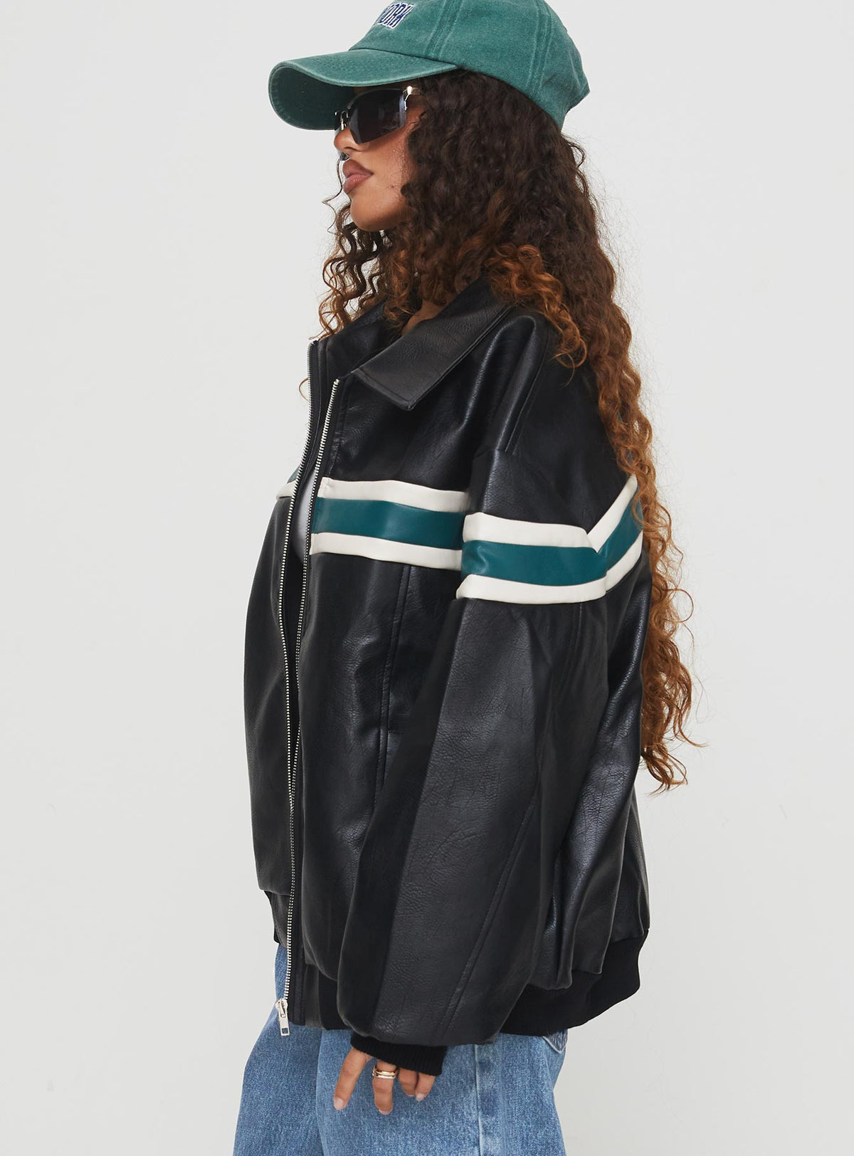 Chaqueta bomber de piel sintética Goldsmith Negro / Verde