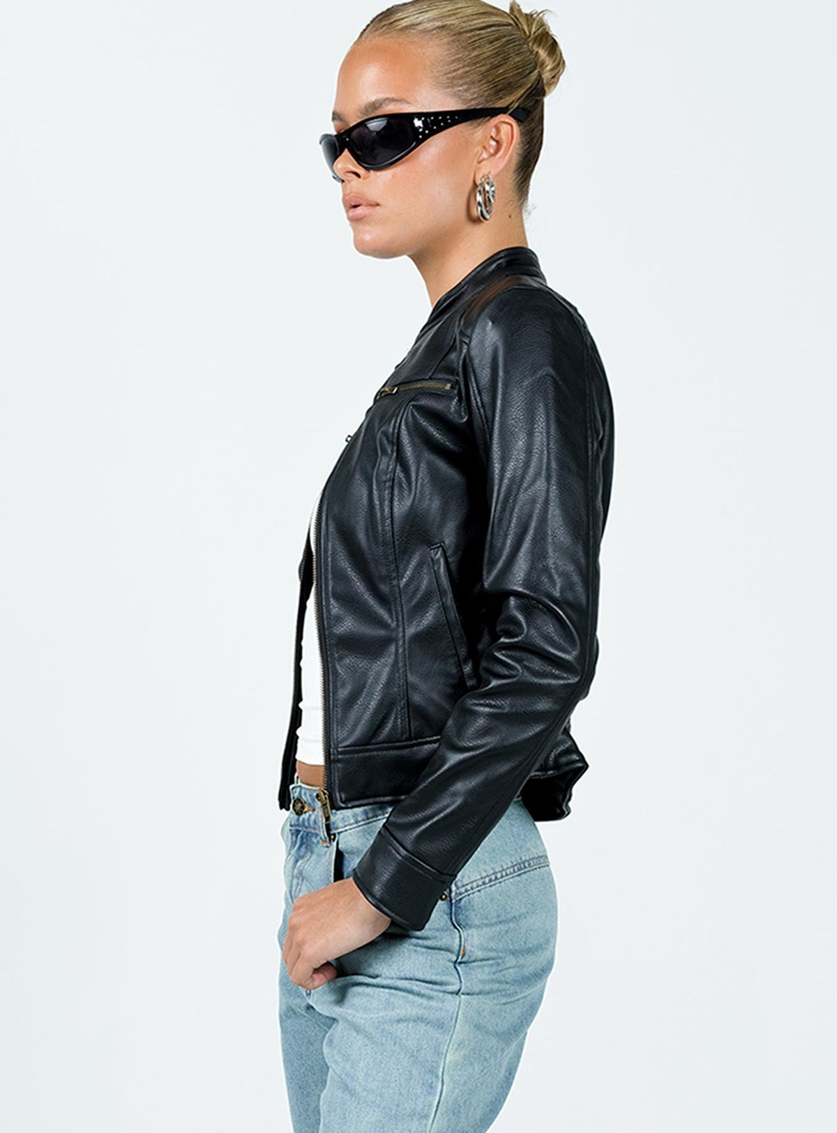 Chaqueta tipo moto de piel sintética Pottsville en negro