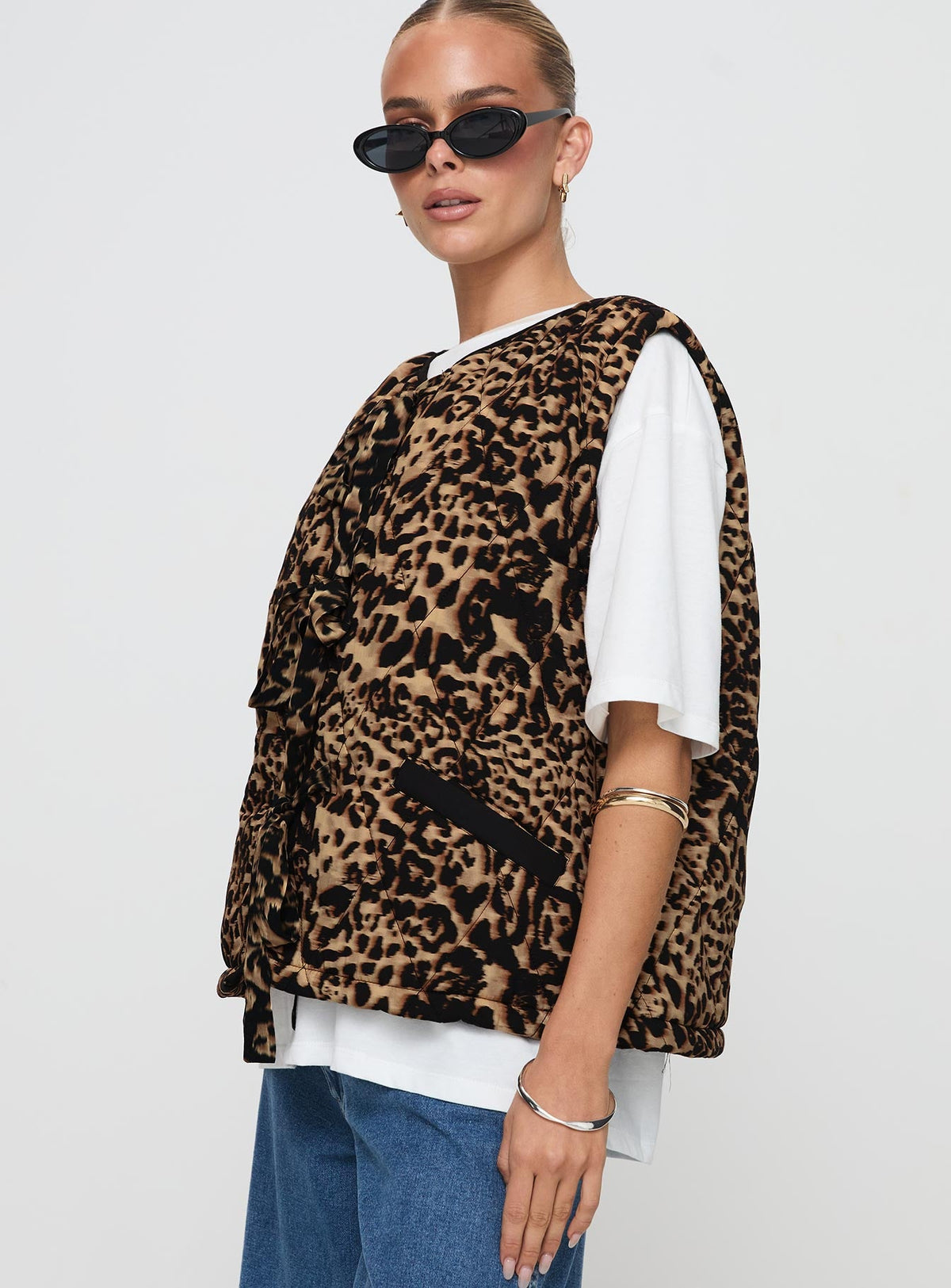 Chaleco acolchado Samual con estampado de leopardo