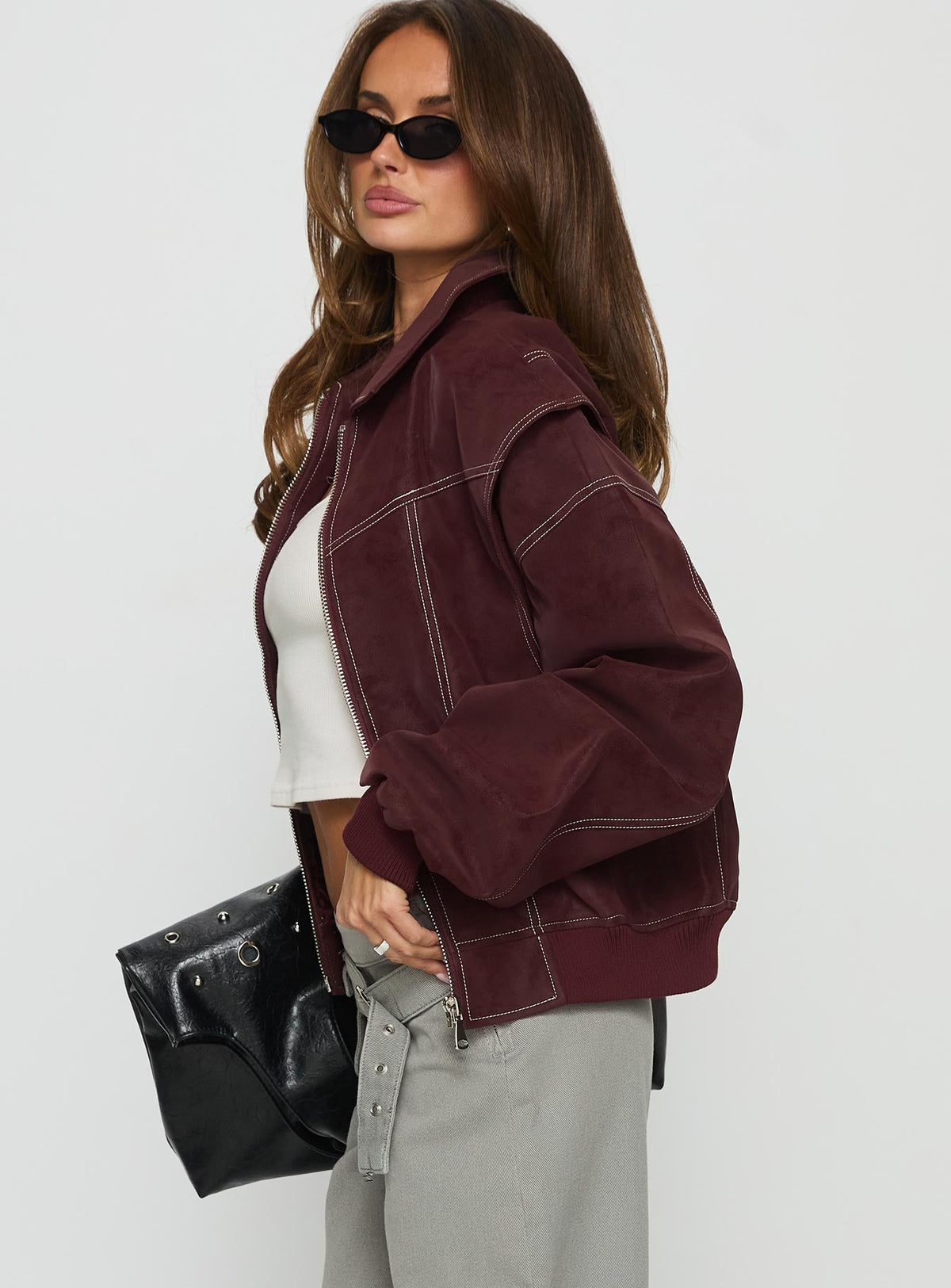 Chaqueta tipo bómber Vista color burdeos