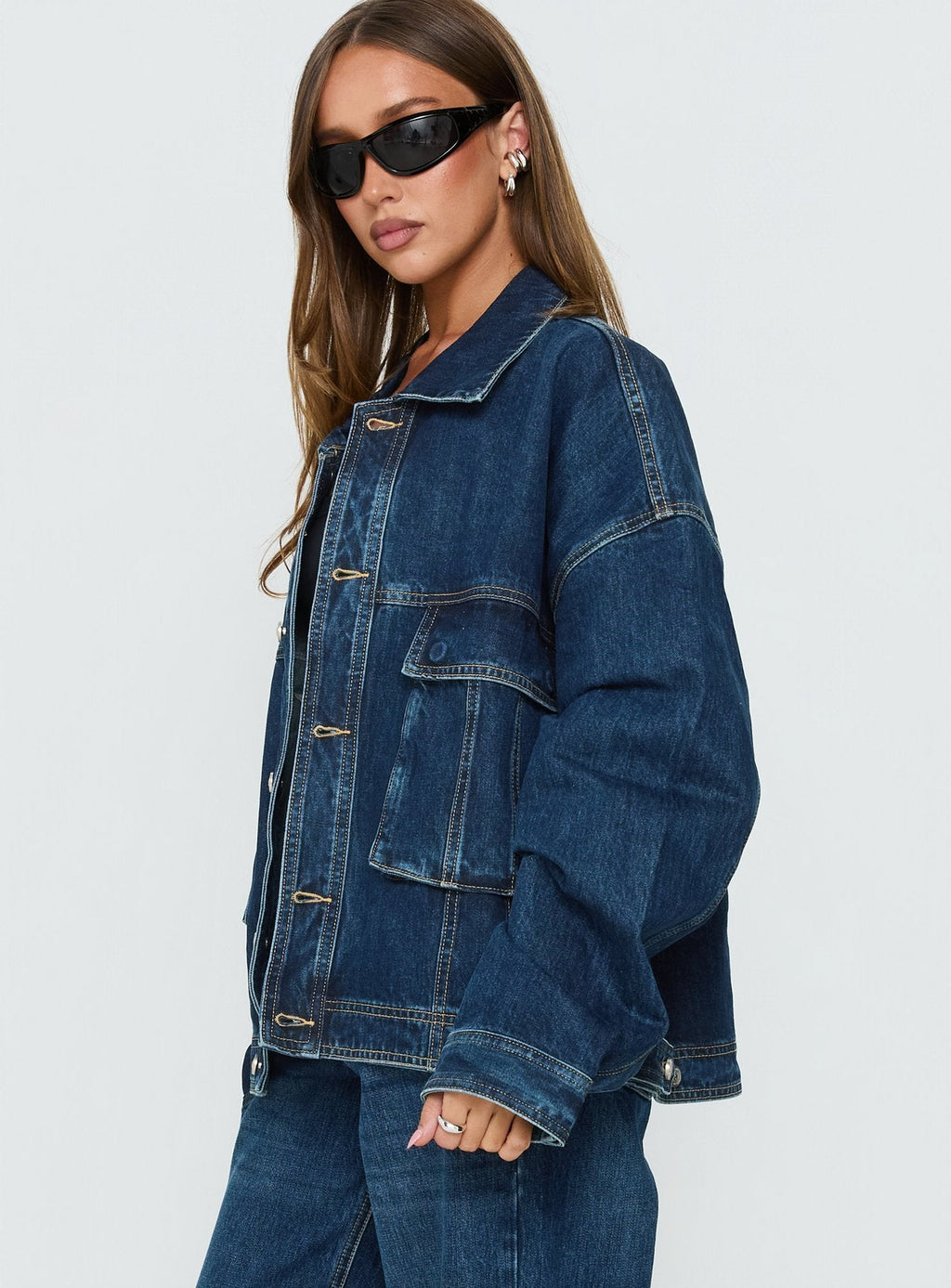 Chaqueta oversized Kier en denim lavado azul oscuro