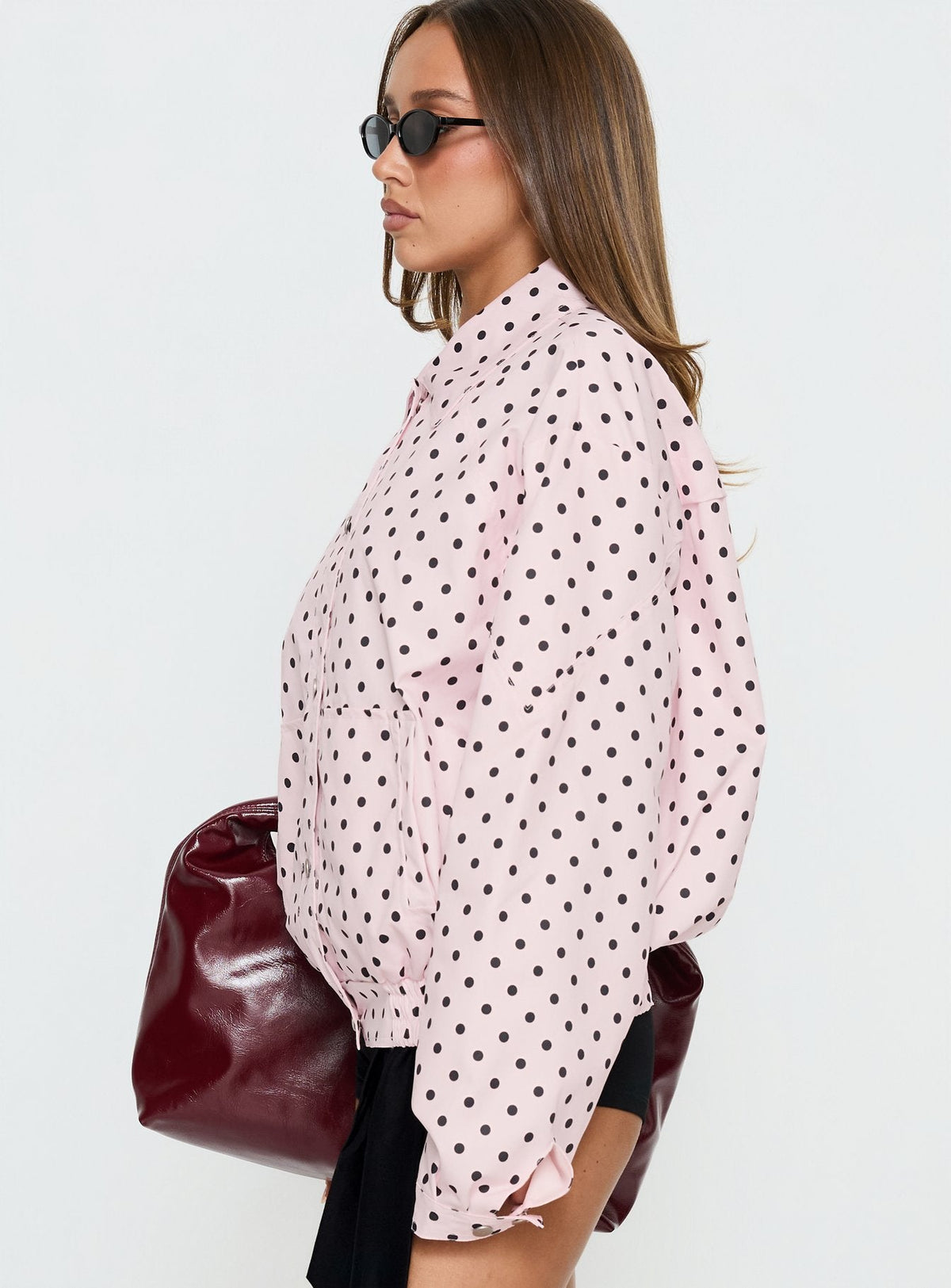 Chaqueta Oversized Swayer con Lunares Rosa