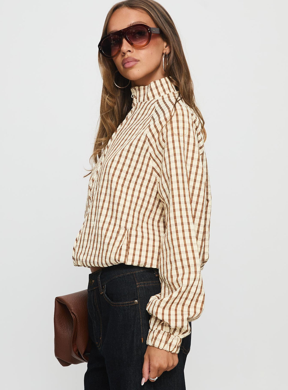 Chaqueta Kalle a cuadros marrón