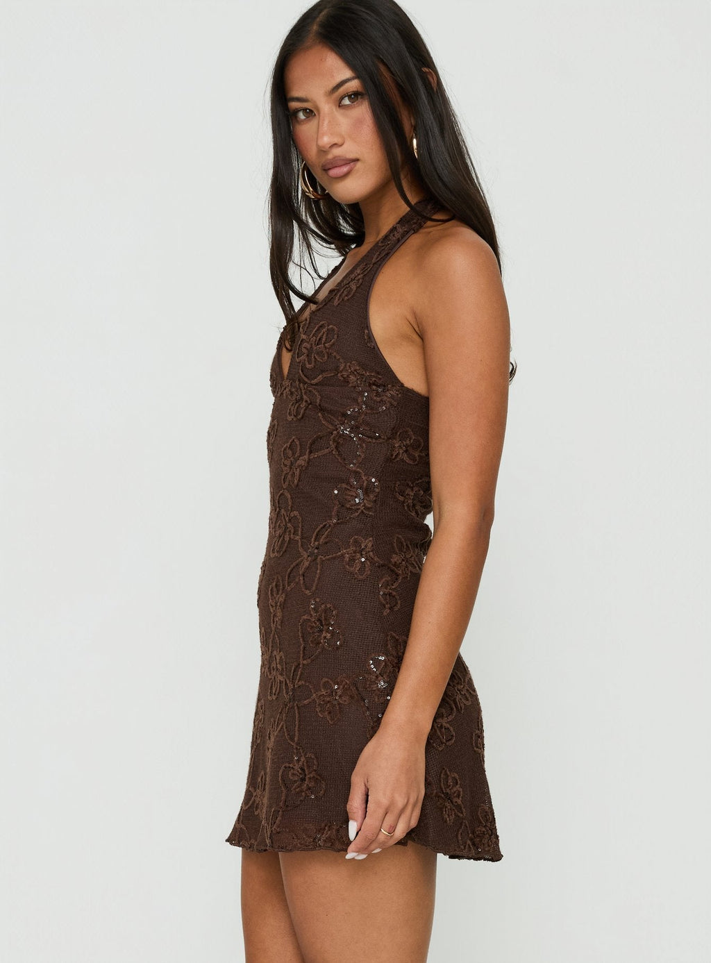 Minivestido de lentejuelas Codami marrón oscuro
