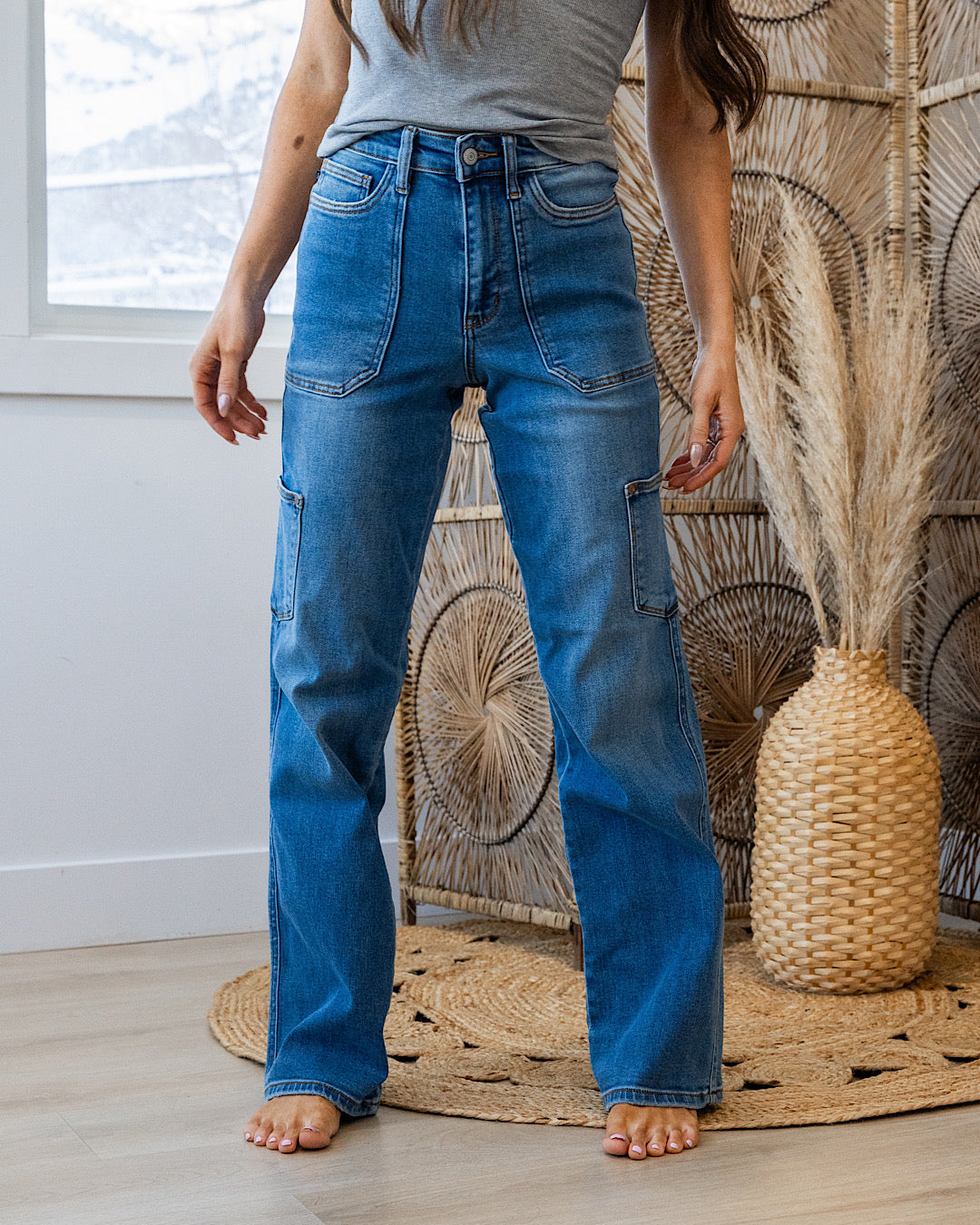 Jeans rectos tipo cargo Judy Blue Hadley estilo años 90 VENTA FINAL