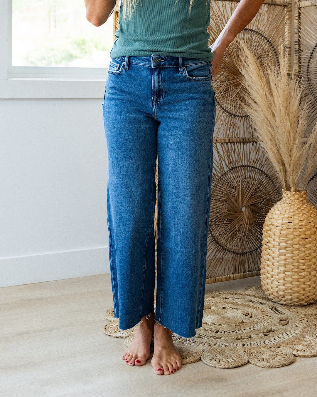 Jeans de pierna ancha Nori Hidden sin efecto desgastado