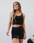 Camiseta de yoga sin mangas con cuello en V Rae Mode - Negro VENTA FINAL