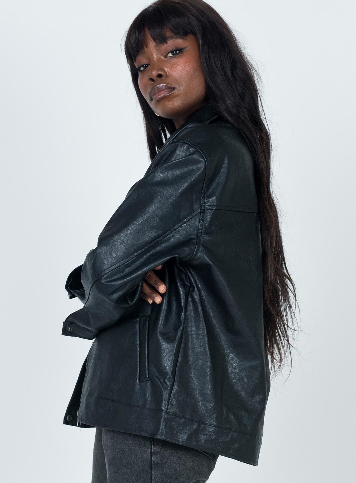 Chaqueta de piel sintética Callie negra