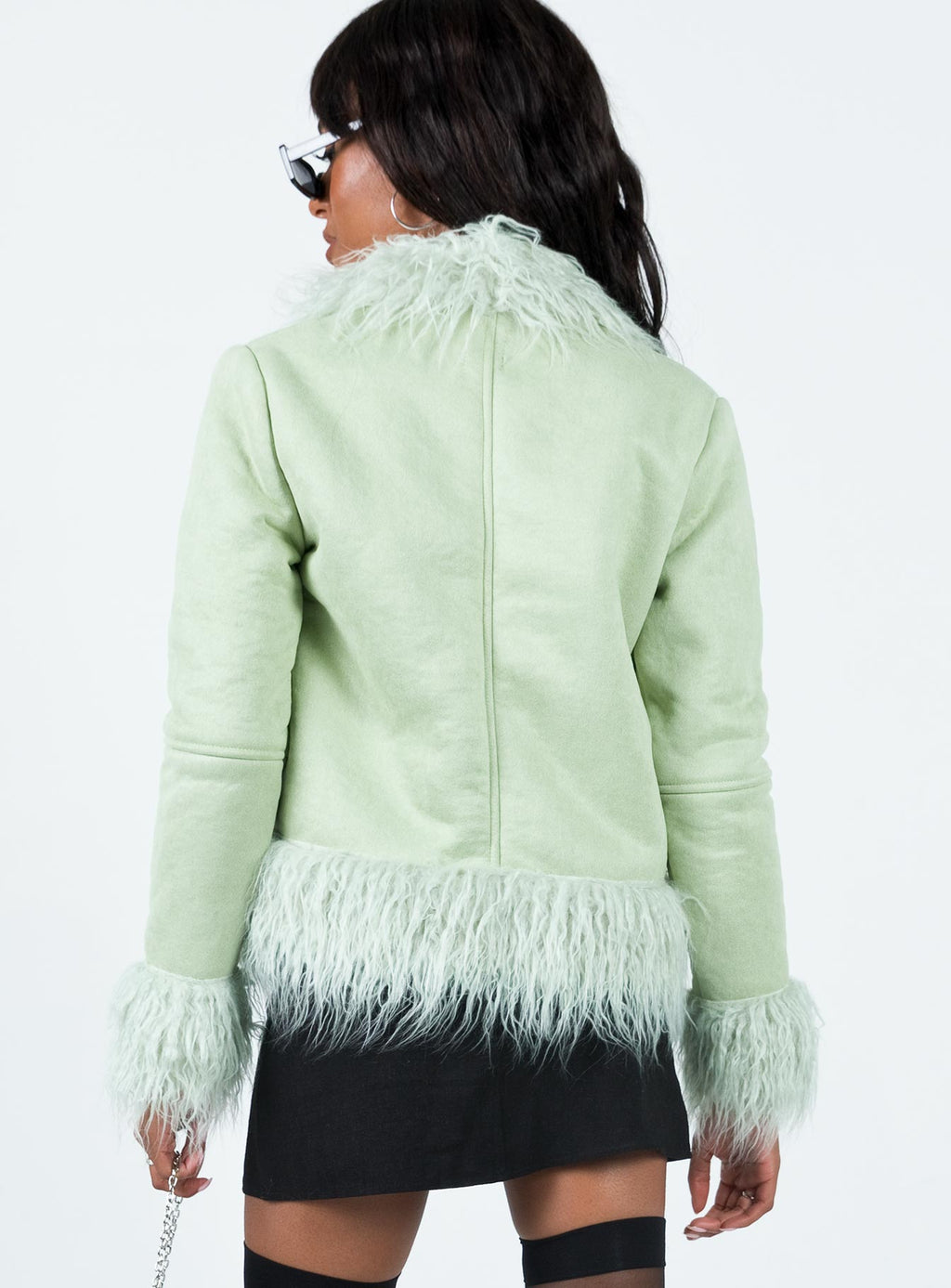 Chaqueta de piel sintética Lowden color salvia