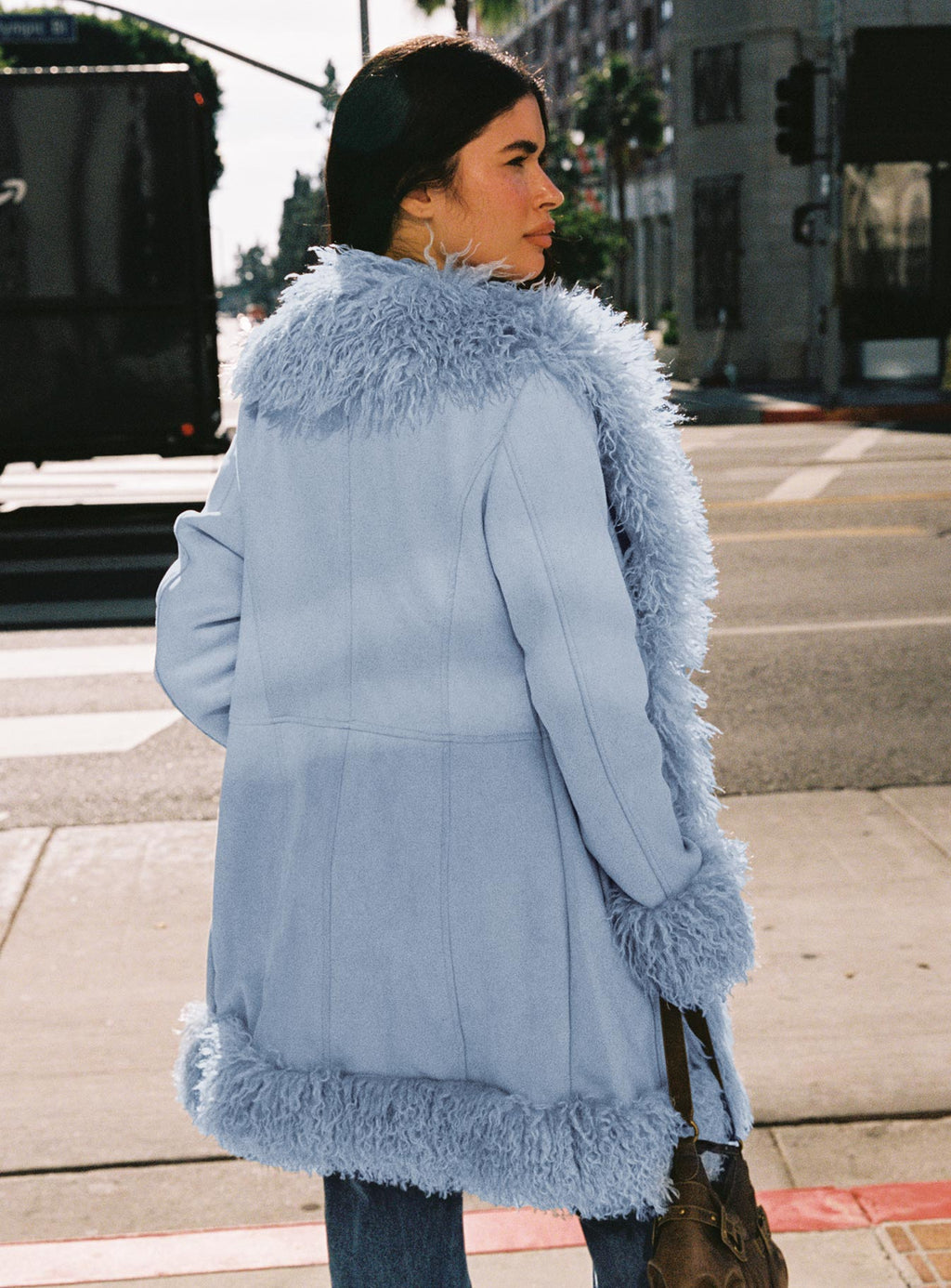 Chaqueta Josefina con detalle de piel sintética azul