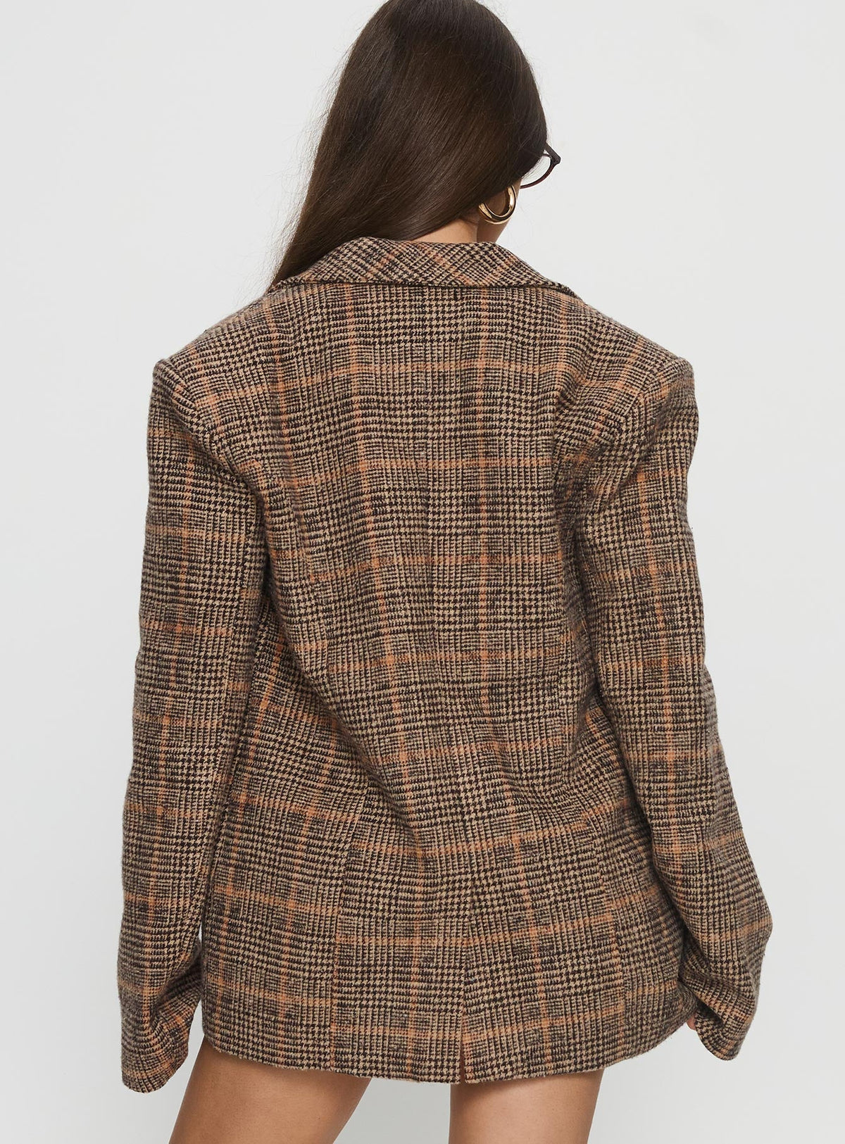 Blazer oversize Ayvanna de cuadros marrón