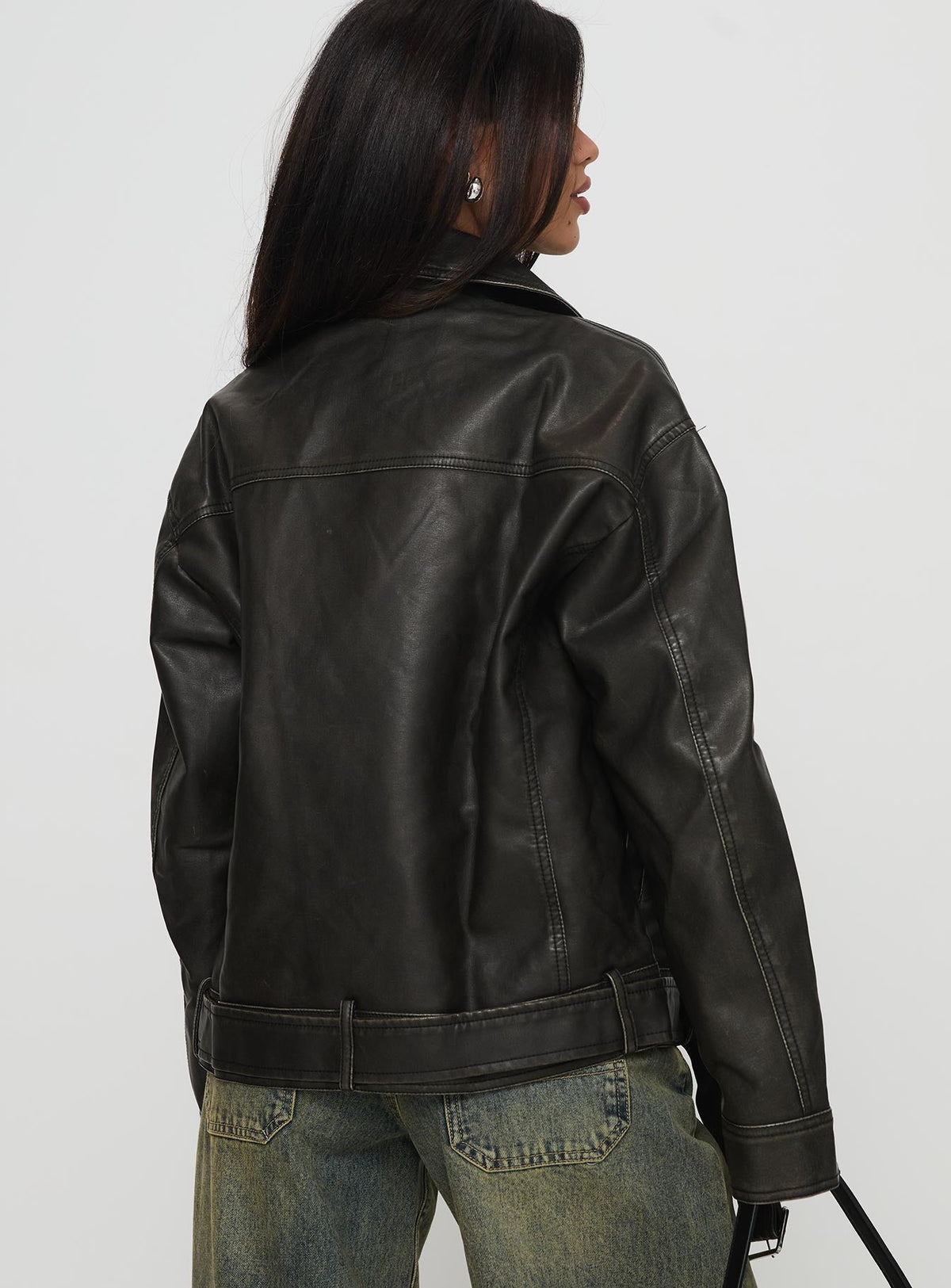 Chaqueta Biker Oversized Boyfriend Aldrich Gris Lavado