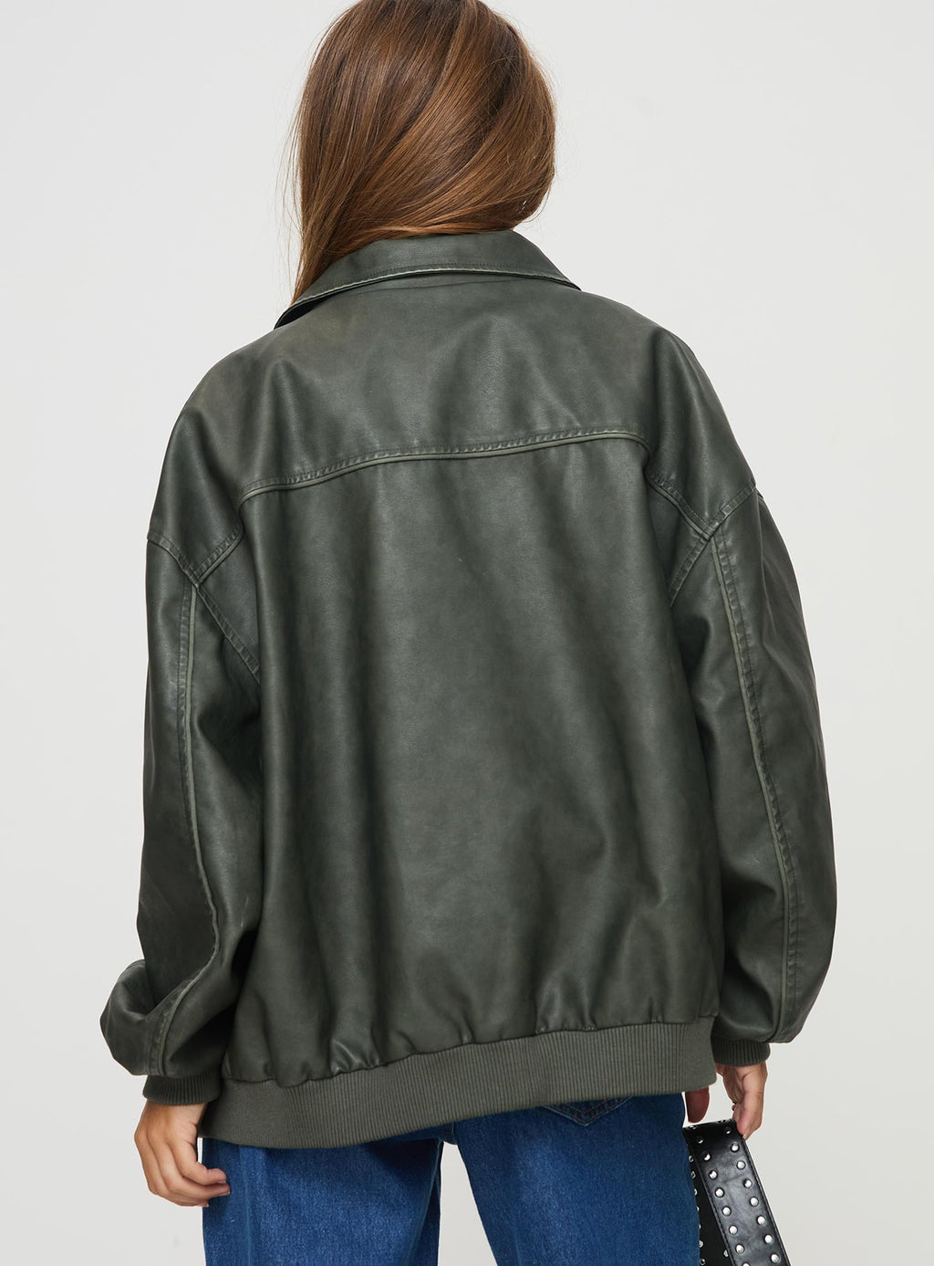 Chaqueta bomber de piel sintética Goldsmith, verde bosque lavado