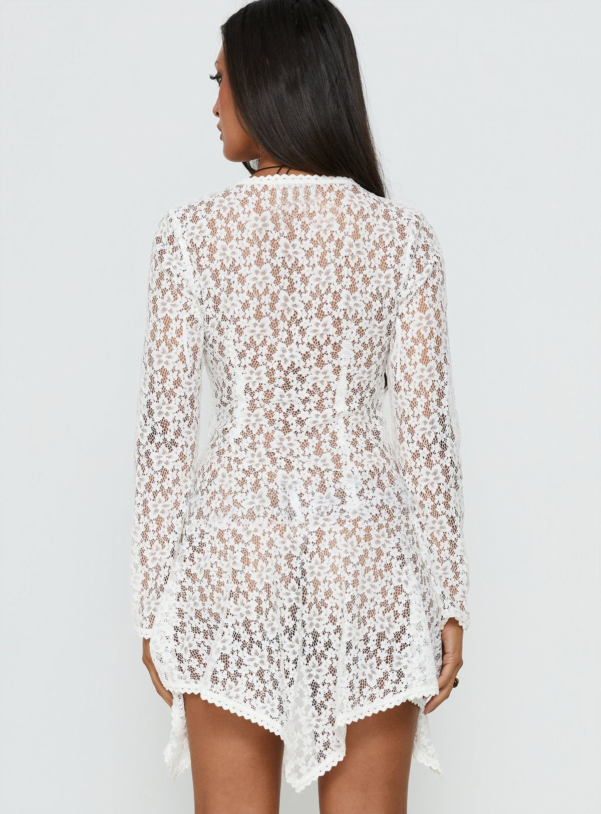 Minivestido de encaje de manga larga Somanie blanco
