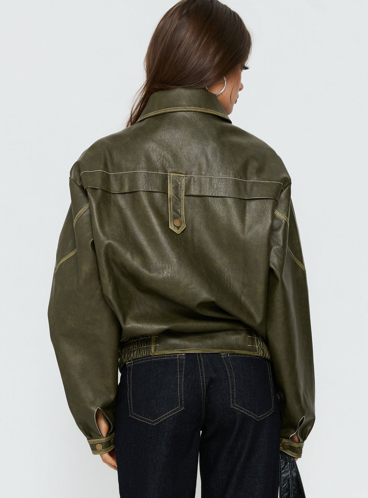 Chaqueta bomber de piel sintética Jaxton oliva