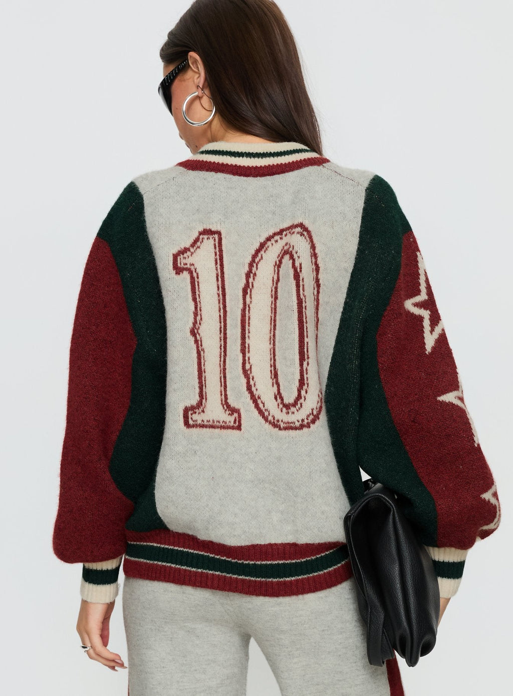 Chaqueta de punto con gráfico Brandyce Gris / Rojo