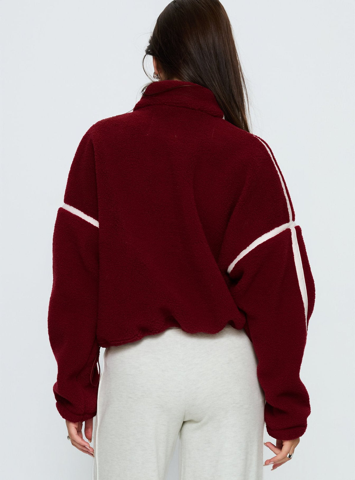 Chaqueta Sammee de forro polar con cremallera en contraste, color rojo