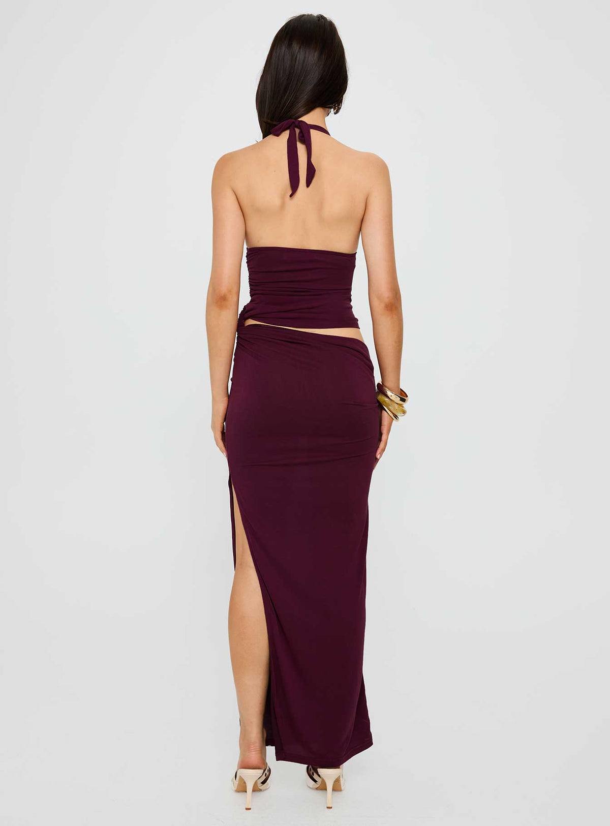 Vestido largo Imeraldia Hardware Halter de grosella