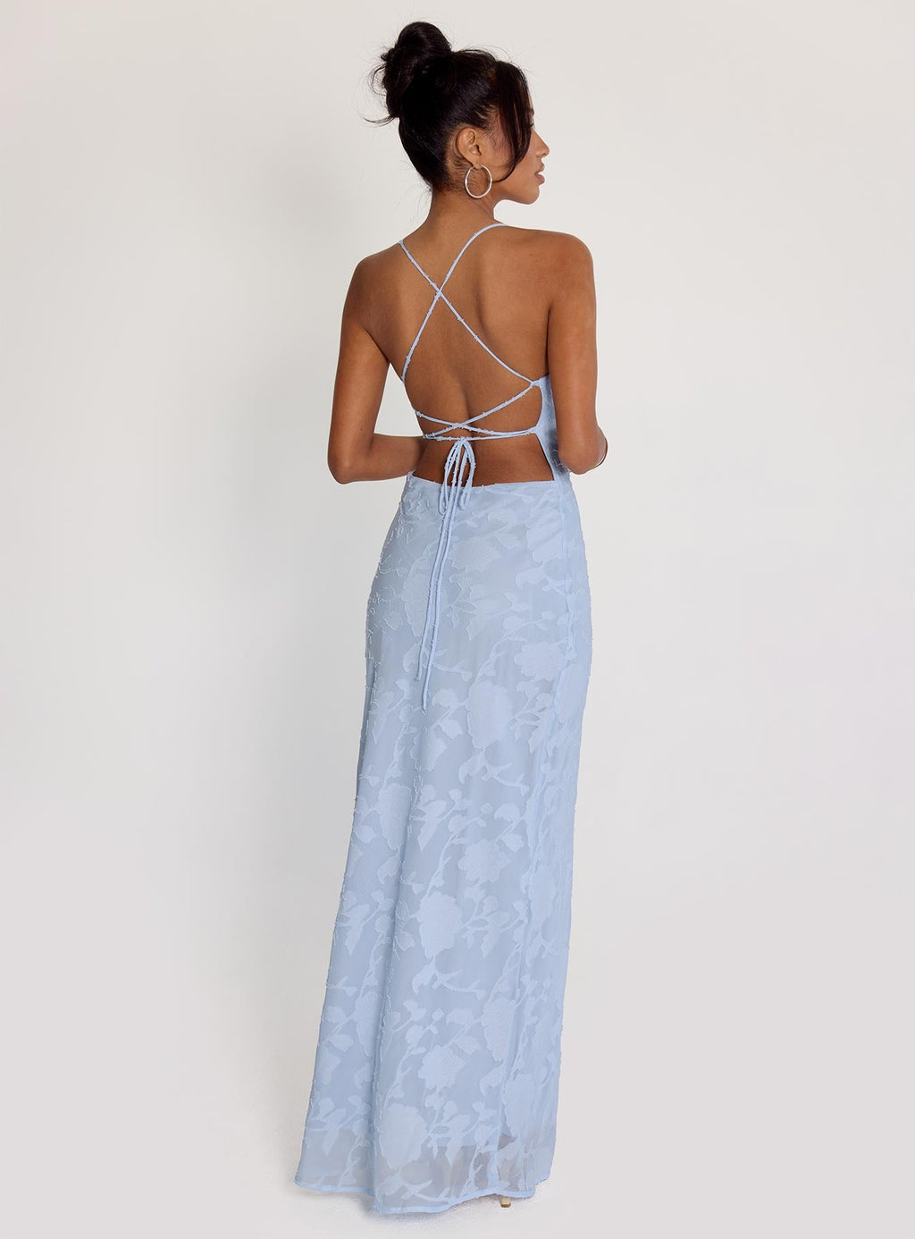 Vestido largo Celena azul desgastado