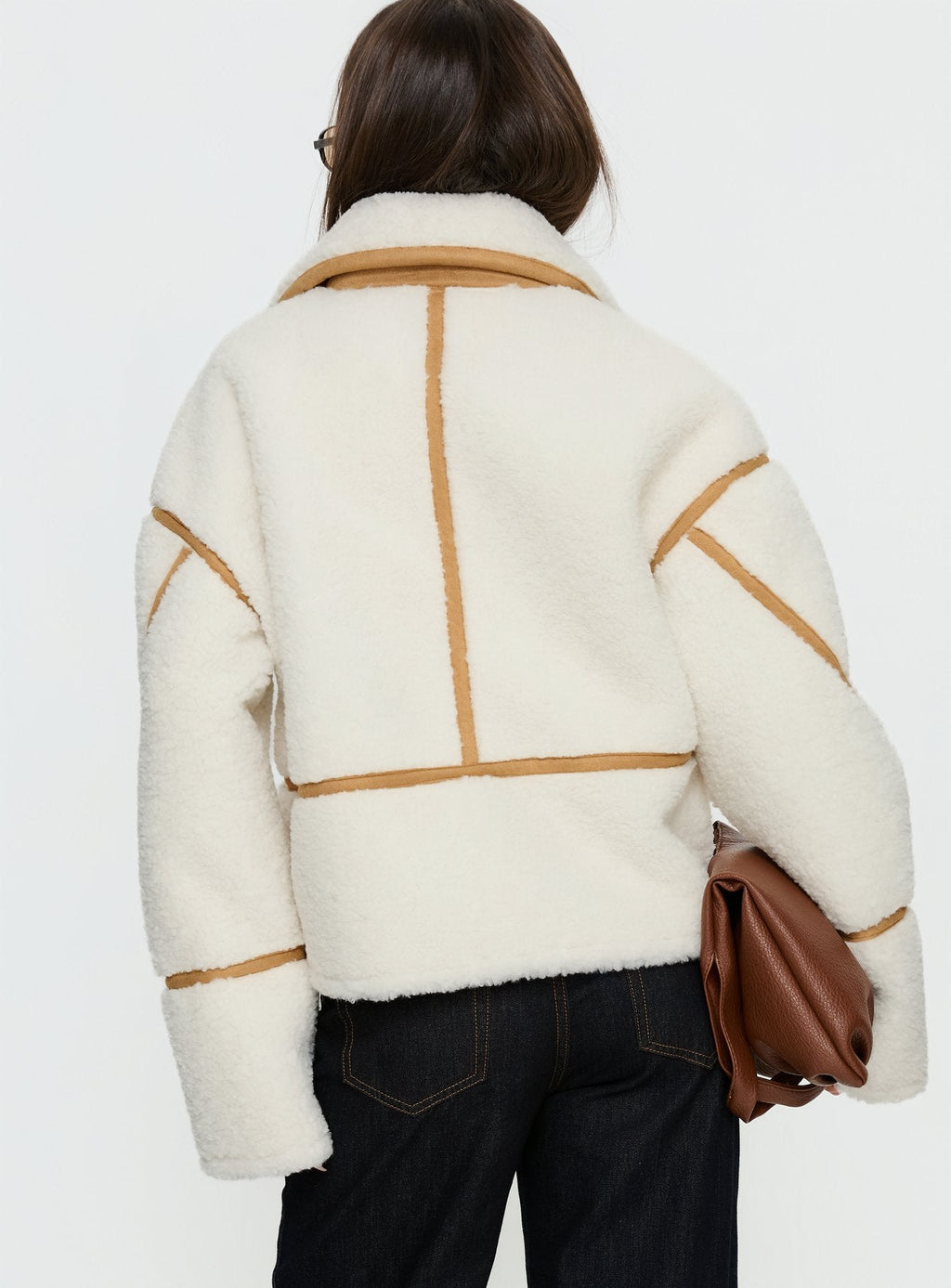 Chaqueta tipo teddy con contraste Briane color blanco